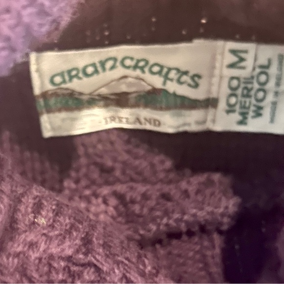 Aran Crafts Merino Wool Fisherman Turtleneck Sweater Size M Chunky Cable Knit - Picture 3 of 6